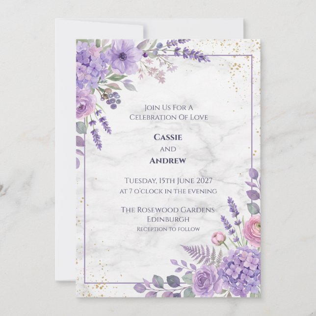 Convite de Casamento Floral Seco de Grama das Pamp (Frente)