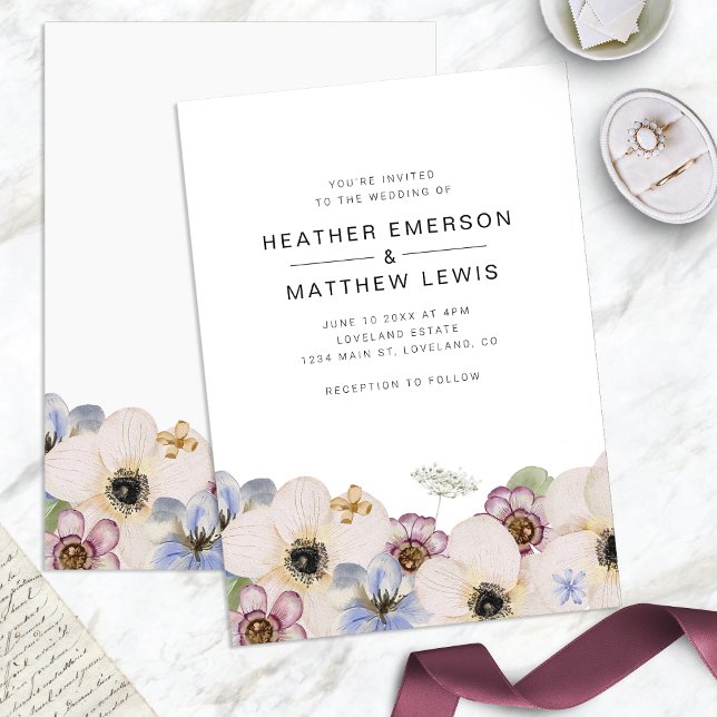 Convite de Casamento Floral Simples Boho (Simple Floral Watercolor Boho Wedding Invitation by Painted Paperie
)