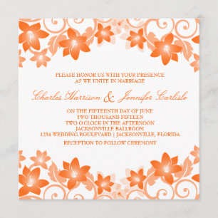 Convite de casamento Floral Simples Laranja