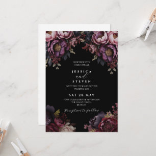 Convite de Casamento Floral Sombrio e Temperamenta