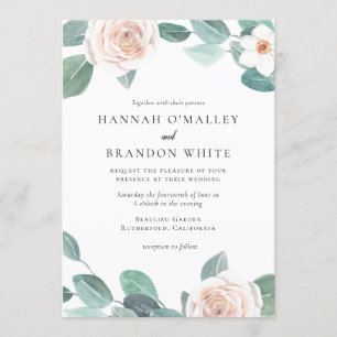 Convite de Casamento Floral Spring Blush