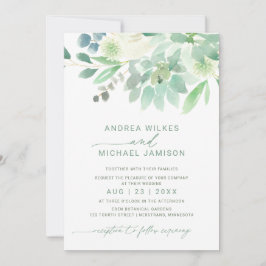 Convite de Casamento Floral Suculenta Aquarela Ver