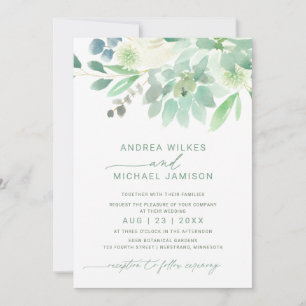 Convite de casamento Floral Suculente Aquarela Ver
