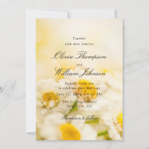 Convite de Casamento Floral Sunny Daisy Romântico