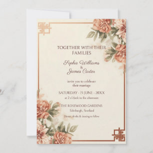Convite de Casamento Floral Terracota Blush