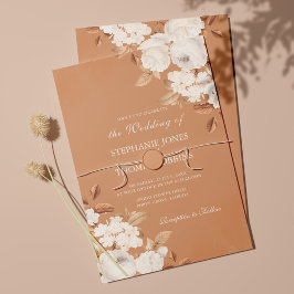 Convite de Casamento Floral Terracota Boho Elegant