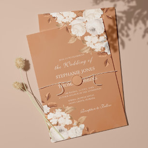 Convite de Casamento Floral Terracota Boho Elegant