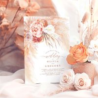 Convite De Casamento Floral Terracotta Pampas Gras