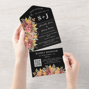 Convite de Casamento Floral Terroso em Aquarela El
