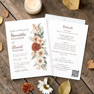 Convite de Casamento Floral Tons Terrosos tudo em