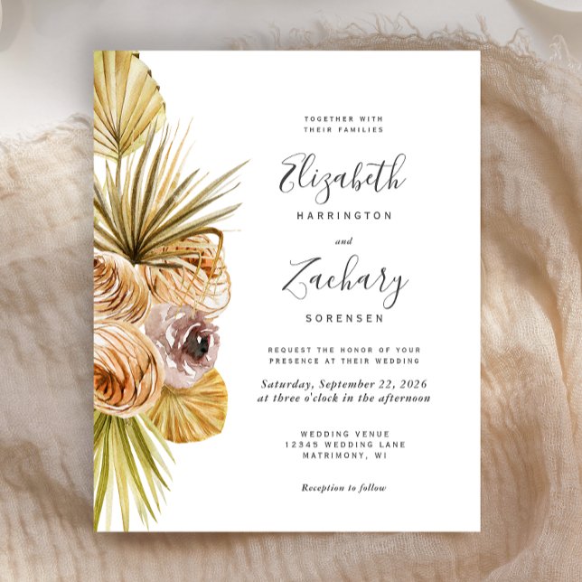 Convite de Casamento Floral Tropical Boho Orçament (Criador carregado)
