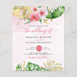 Convite de Casamento Floral Tropical Econômico