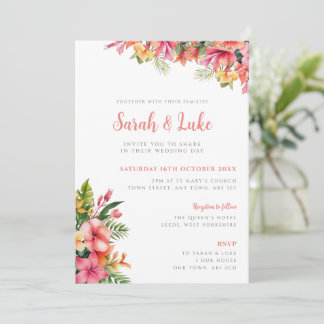 Convite de Casamento Floral Tropical Hibisco