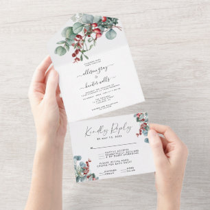 Convite de Casamento Floral Tudo em Um