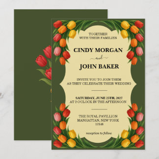 Convite de Casamento Floral - Tulipas