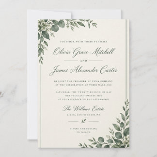 Convite de Casamento Floral/Verde