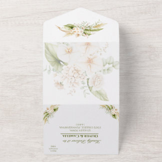 Convite de casamento Floral Verde Beige RSVP TUDO 