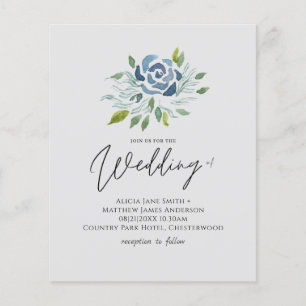 Convite de casamento Floral Verde com Sage Azul Du