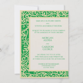 Convite de casamento floral verde elegante de prim