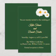 Convite de Casamento Floral Verde Escuro