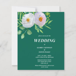 Convite de Casamento Floral Verde Floresta Econômi