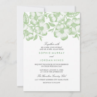 Convite de Casamento Floral Verde Moderno