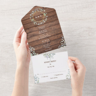 Convite de Casamento Floral Verde Monograma de Mad