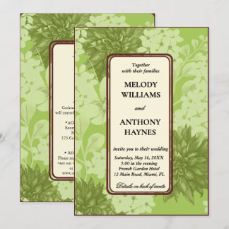 Convite de Casamento Floral Verde Oliva Tudo em Um