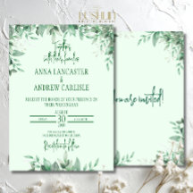Convite de Casamento Floral Verde Sage Elegante