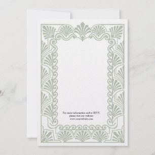 Convite de Casamento Floral Verde Salvia Vintage