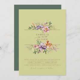 Convite de casamento Floral Verde Verão Código QR
