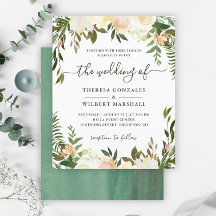 Convite de Casamento Floral Verdejante Econômico