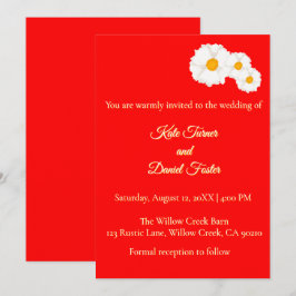 Convite de Casamento Floral Vermelho