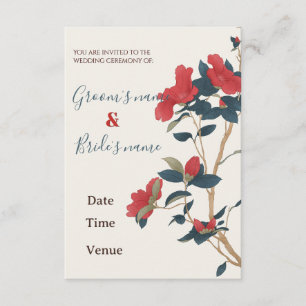 Convite de Casamento Floral Vermelho Botânico Clás