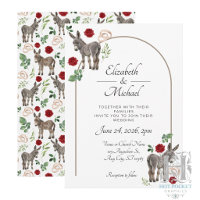 Convite de Casamento Floral Vermelho Burro Rústico