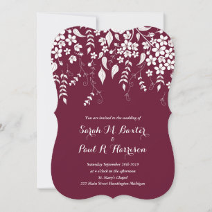 Convite de Casamento Floral Vinho Marrom
