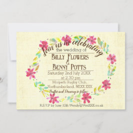 Convite de Casamento Floral Vintage