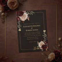 Convite de Casamento Floral Vintage com Bruxaria