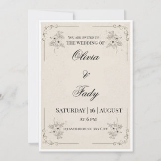 Convite de Casamento Floral Vintage Elegante
