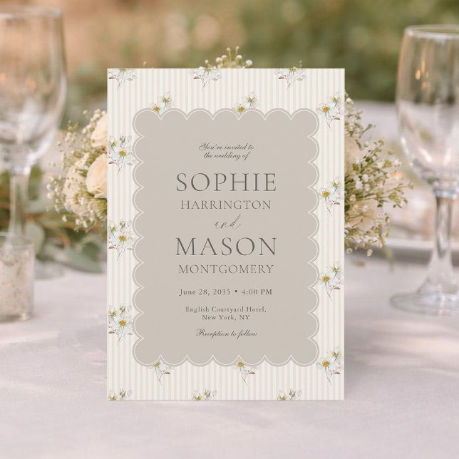 Convite de Casamento Floral Vintage Elegante (Criador carregado)