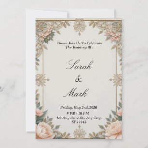 Convite de Casamento Floral Vintage Elegante - Sof