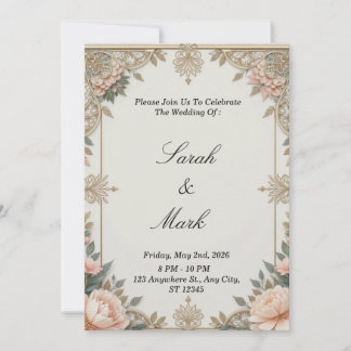 Convite de Casamento Floral Vintage Elegante - Sof