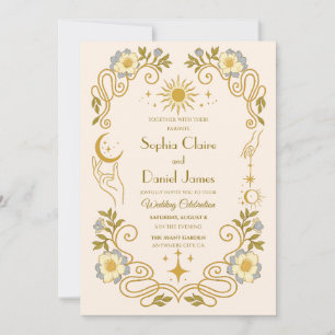 Convite de Casamento Floral Vintage Místico