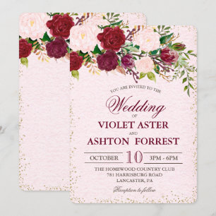 Convite de Casamento Floral Vintage Romântico de O