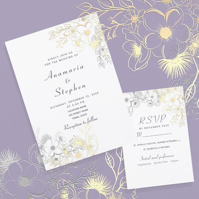 Convite de Casamento Floral Vintage Rústico Elegan (Criador carregado)