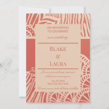 Convite de Casamento Floral Zebra Terracota QR Cod