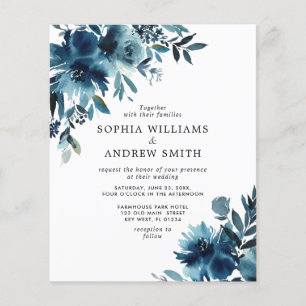 Convite de Casamento Flores Azuis Marinho Orçament