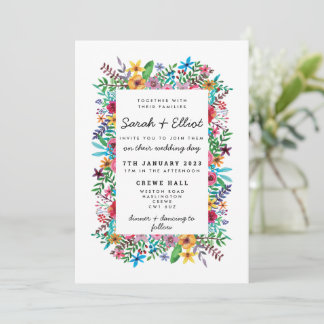 Convite de Casamento Flores Coloridas