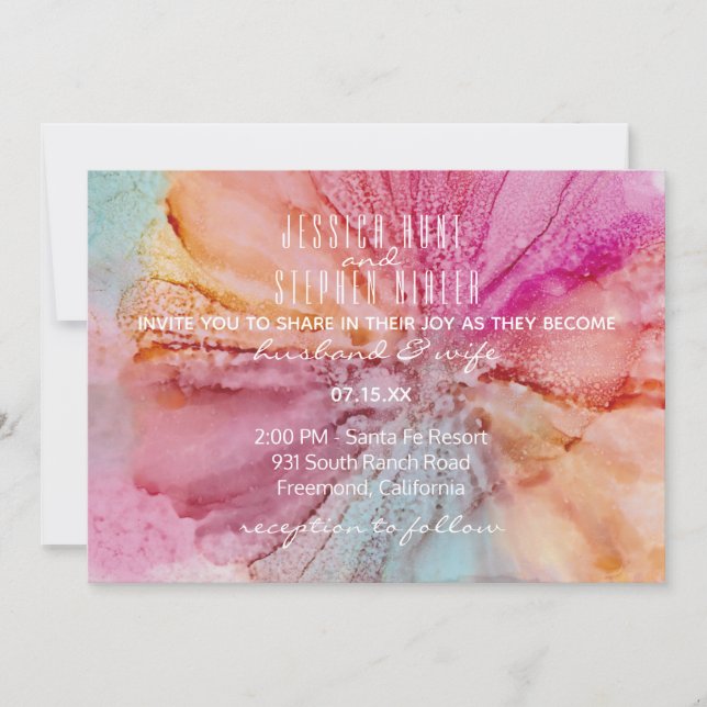 Convite de Casamento Flores de Seda (Frente)