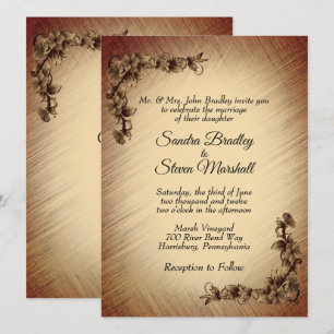 Convite de Casamento Flores Rústicas Profundas